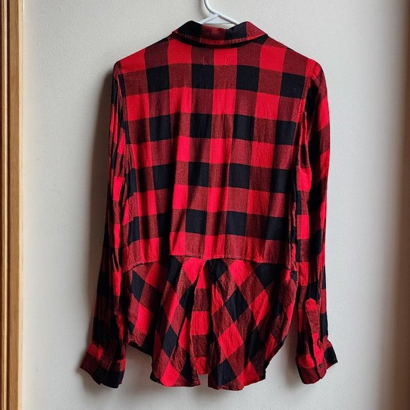 Lucky Brand Red/Black Plaid Brushed Flannel Button Down Shirt Size Small - Picture 15 of 16